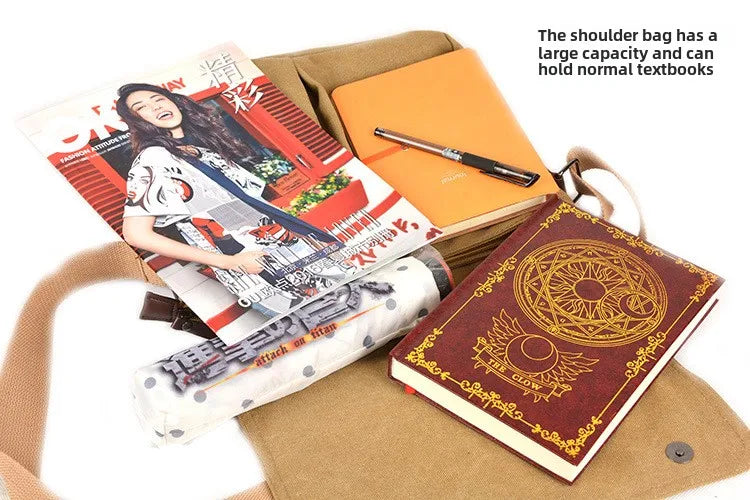 2025 New Anime Fashion Shoulder Bag Lightweight Pure Cotton Canvas Bag Retro Design Women's Crossbody Bag