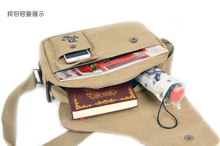 2025 New Anime Fashion Shoulder Bag Lightweight Pure Cotton Canvas Bag Retro Design Women's Crossbody Bag